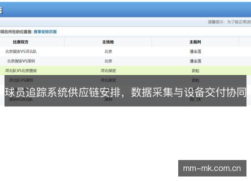 球员追踪系统供应链安排,数据采集与设备交付协同 球员追踪系统供应链安排,数据采集与设备交付协同